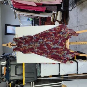 Westport Burgundy and Blue Paisley Dress